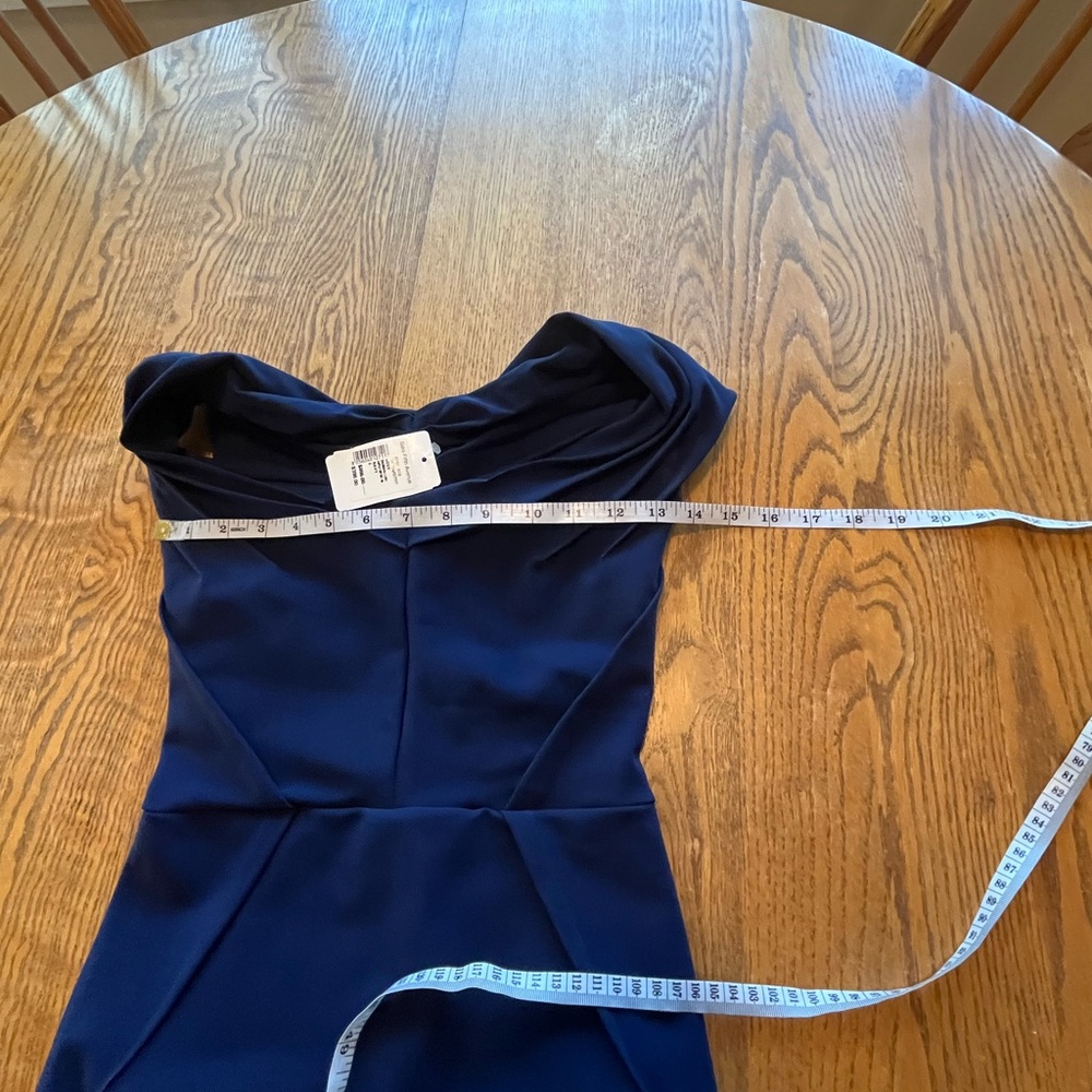 NWT Chiara Boni Dagmara Cap Sleeve Sweetheart Neckline Long Dress Navy Size 2 - Picture 8 of 15